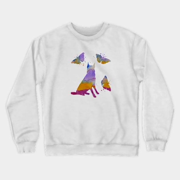 Belgian Shepherd Art, Malinois With Butterflies Crewneck Sweatshirt by BittenByErmines